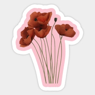 Long Tall Poppies Artistic WIldflowers Sticker